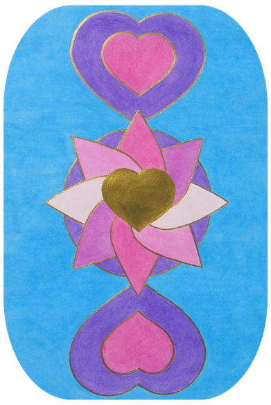 Birgit Alaya Brinkpeter Logo oben ein  Herz verbunden durch ein Sternsymbol in der Mitte mit einem unterren Herzen vor hellblauem Hintergrund
